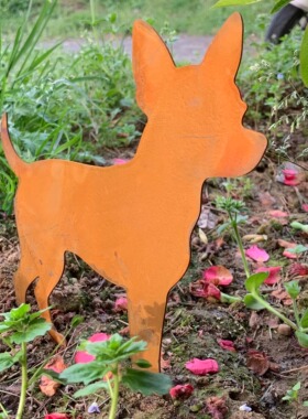 可爱小狗造型金属装饰地插摆件户外花园庭院动物纪念雕像