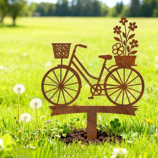 金属艺术自行车剪影铁艺装 饰摆件创意雕塑户外庭院园林景区艺术