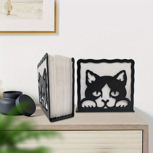 创意餐巾纸架可爱猫咪铁艺纸巾架欧式桌面收纳装饰金属剪影现代