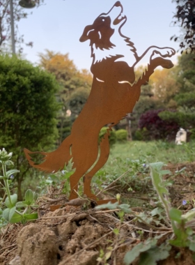 做旧铁艺边牧剪影花园插牌金属狗狗造型装饰摆件户外庭院地插