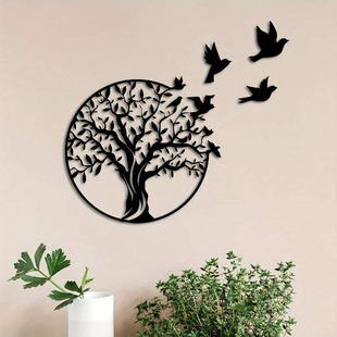 生命树墙挂艺术装饰画和平鸽金属挂画家居客厅背景墙餐厅卧室壁饰