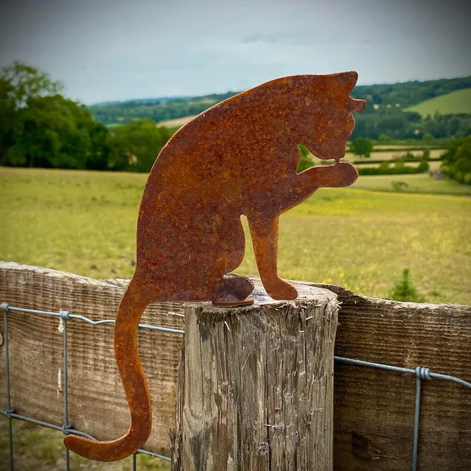 铁艺猫咪剪影乡村花园木桩铁锈艺术金属猫雕塑农场栅栏装饰摆件,家居饰品,户外/庭院摆件,淘宝优惠券,粉丝福利购,淘宝优惠卷