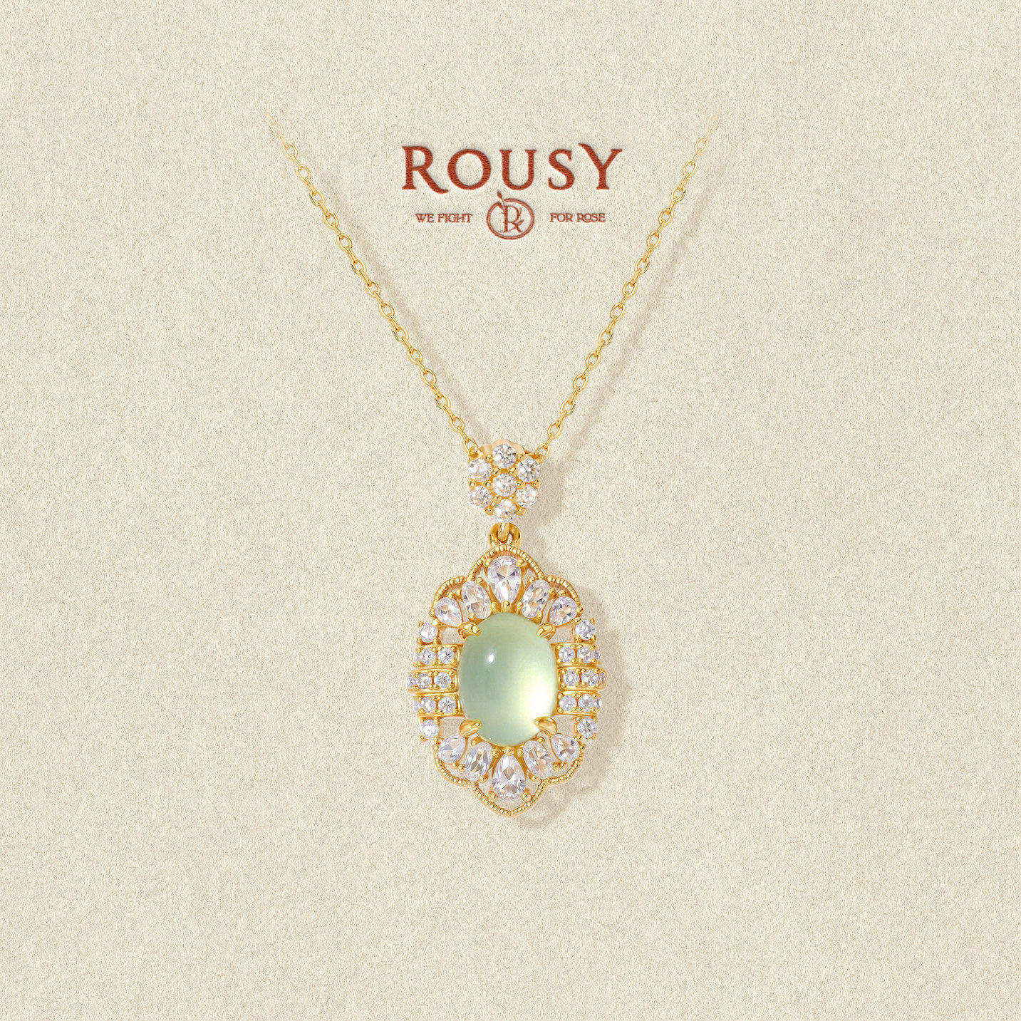 《夏漾》复古设计高级感法式宫廷典雅精致葡萄石纯银锁骨项链女 - ROUSY出品