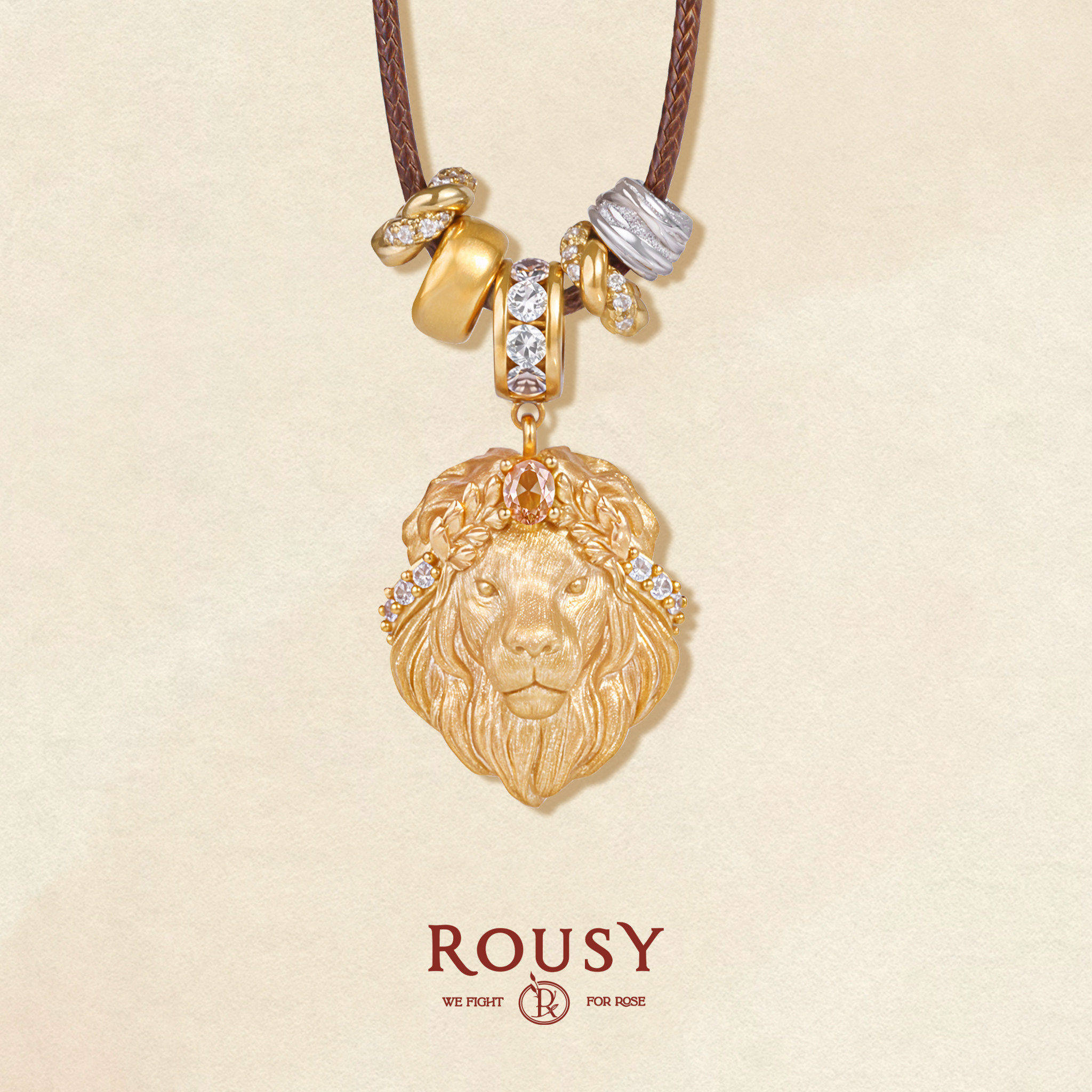 《王之领地》复古设计高级感狮子宫廷优雅精致纯银镀金吊坠项链女 - ROUSY出品