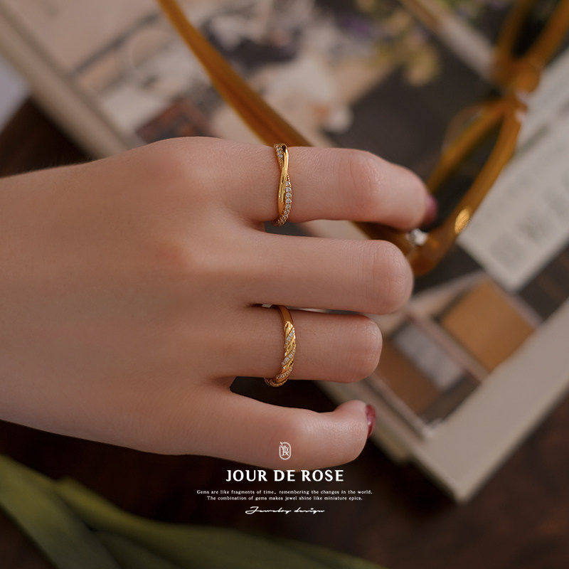 《周末早餐》面包系列复古设计感时尚个性高级纯银镀金戒指环女款