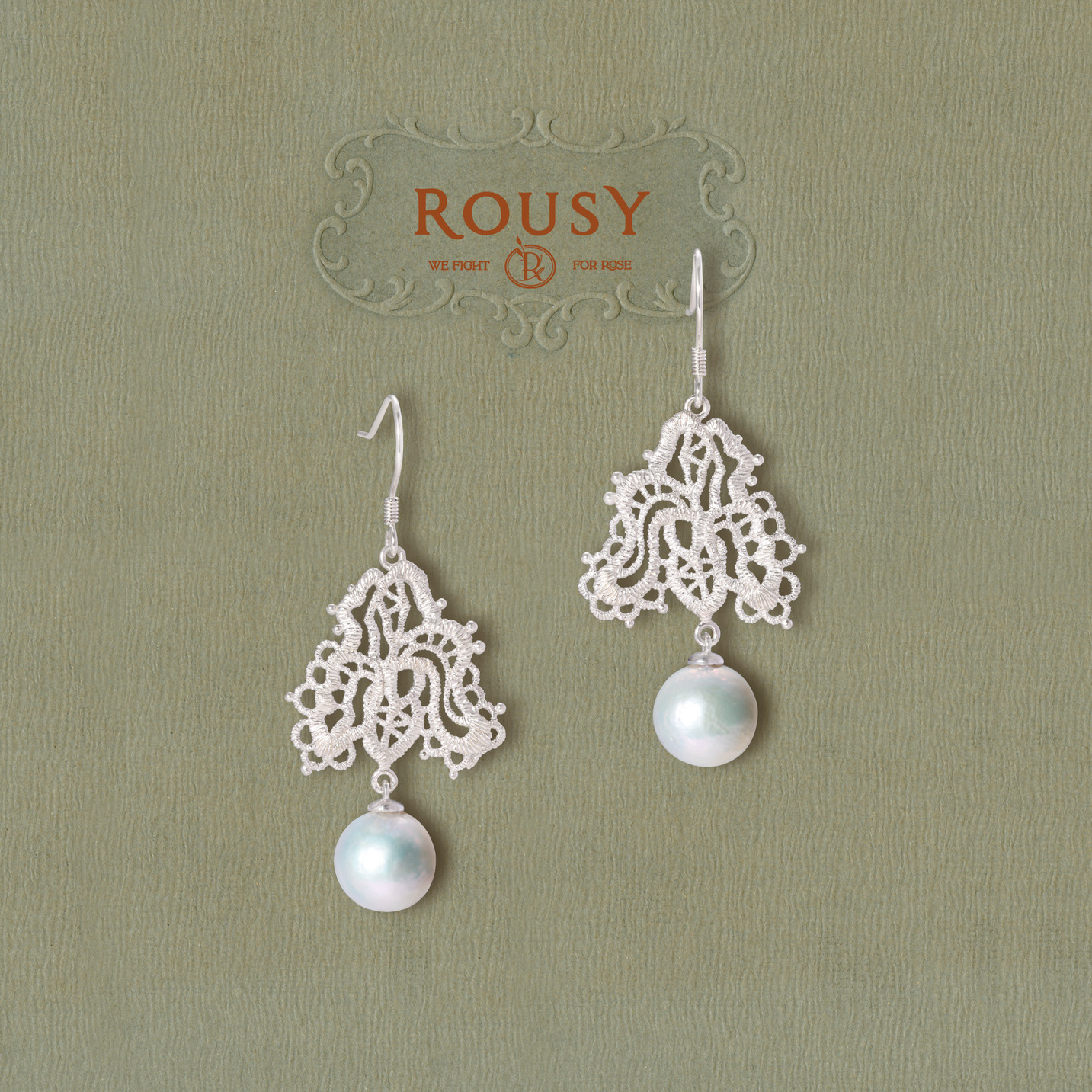 复古线《蕾丝图鉴：鸢尾》设计感小众天然巴洛克珍珠纯银耳环钉女