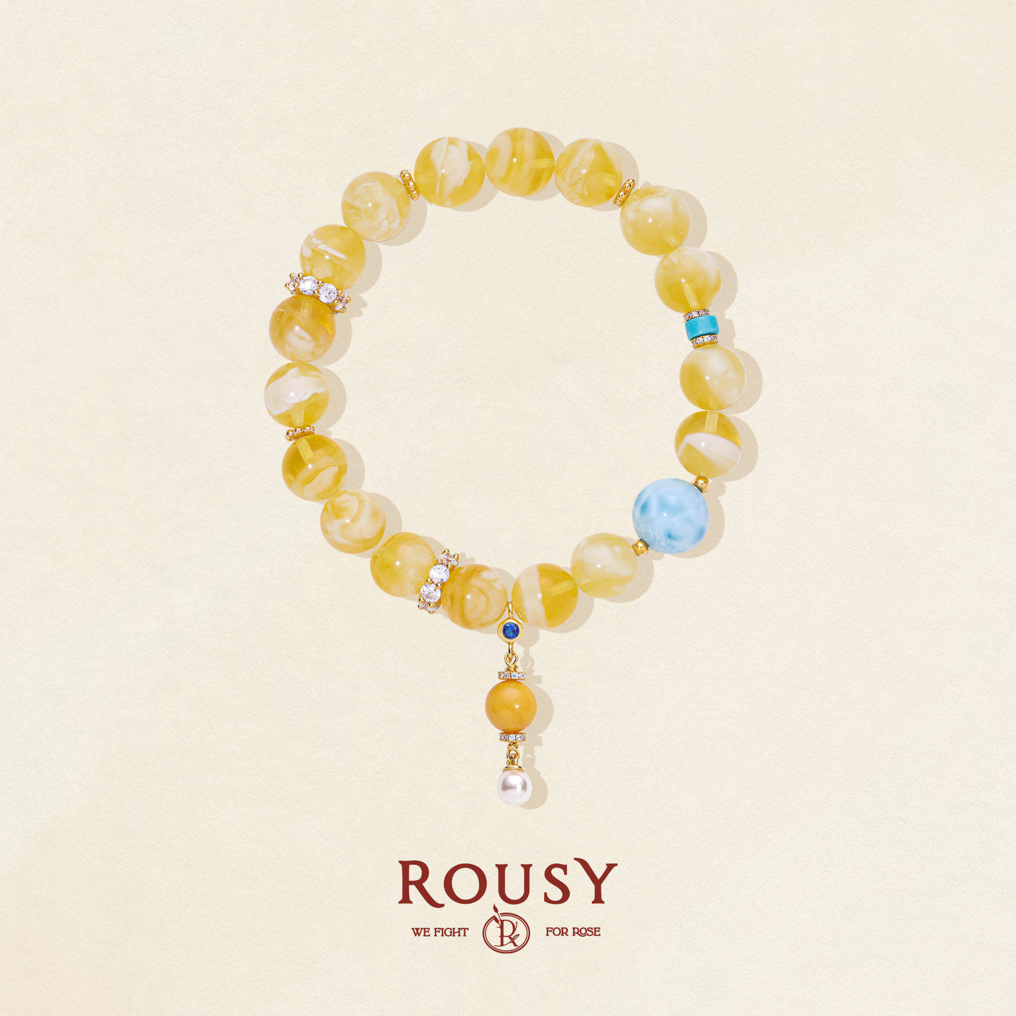 《春山行》复古设计高级感轻奢蜜蜡天然珍珠纯银珠串手链手串女