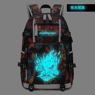 反光 超炫骷髅头双肩包电脑背包 2024赛博朋克2077书包 游戏周边