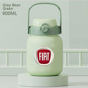 2024菲亚特车周边不锈钢便携式随身保温水杯一盖双饮吸管直饮杯大