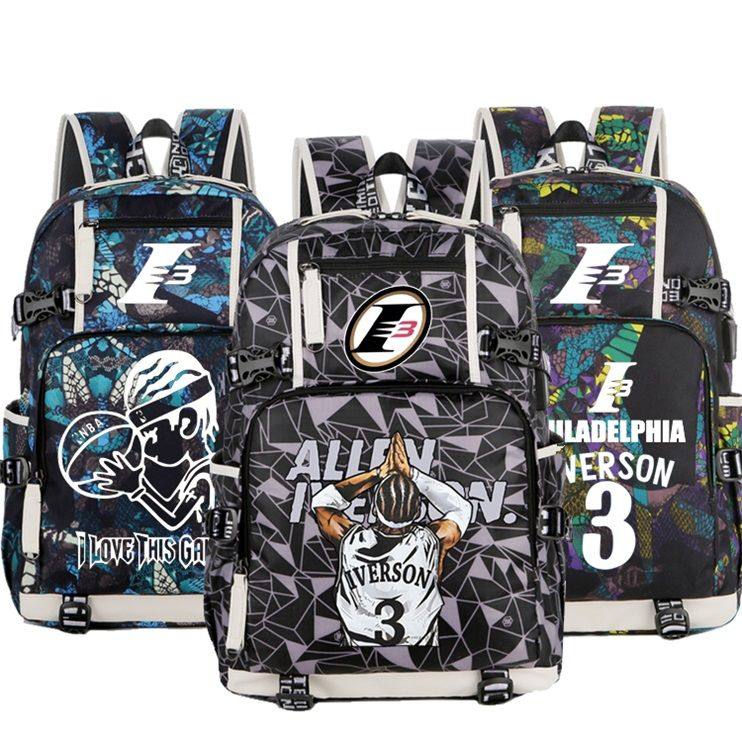 2025NBA篮球运动周边运动包艾弗森双肩包初高中学生书包电脑包休