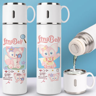 2024玲娜贝儿保温杯可爱卡通水杯子学生萌简约女生高颜值盖子杯盖