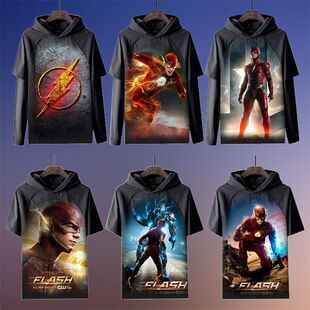 2024闪电侠  长袖T恤连帽衣服电影周边上衣服装 来图定制图案 定