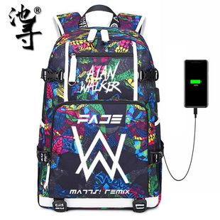Walker电音DJ潮牌双 背包Alan 2025新款 夜光艾伦沃克书包faded同款