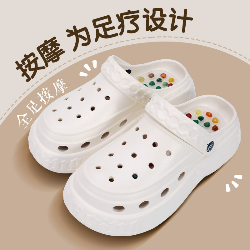 按摩拖鞋女士夏季2025新款厚底凉鞋外穿防臭增高鞋脚底穴位足疗鞋