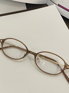 小框超轻近视眼镜架小脸可配高度数文艺TR90钛椭圆形48码茶色女潮