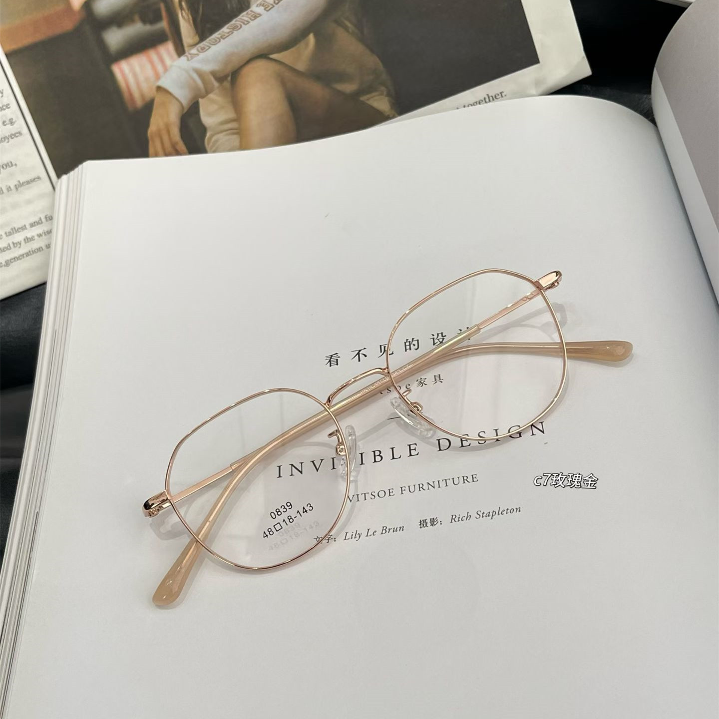 复古椭圆形金丝线眼镜框小脸