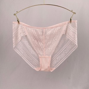 黛 6882 水盈杏花红色内裤 no退换 女蕾丝低腰三角裤