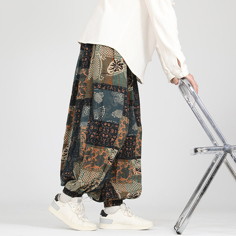 花色民族风束脚裤电商A100-K7780-P50,男装民族服装,电商A100