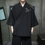 风新中式竹子绣花中袖开衫外袍电商A100-223-P60，男装卫衣，电商A100