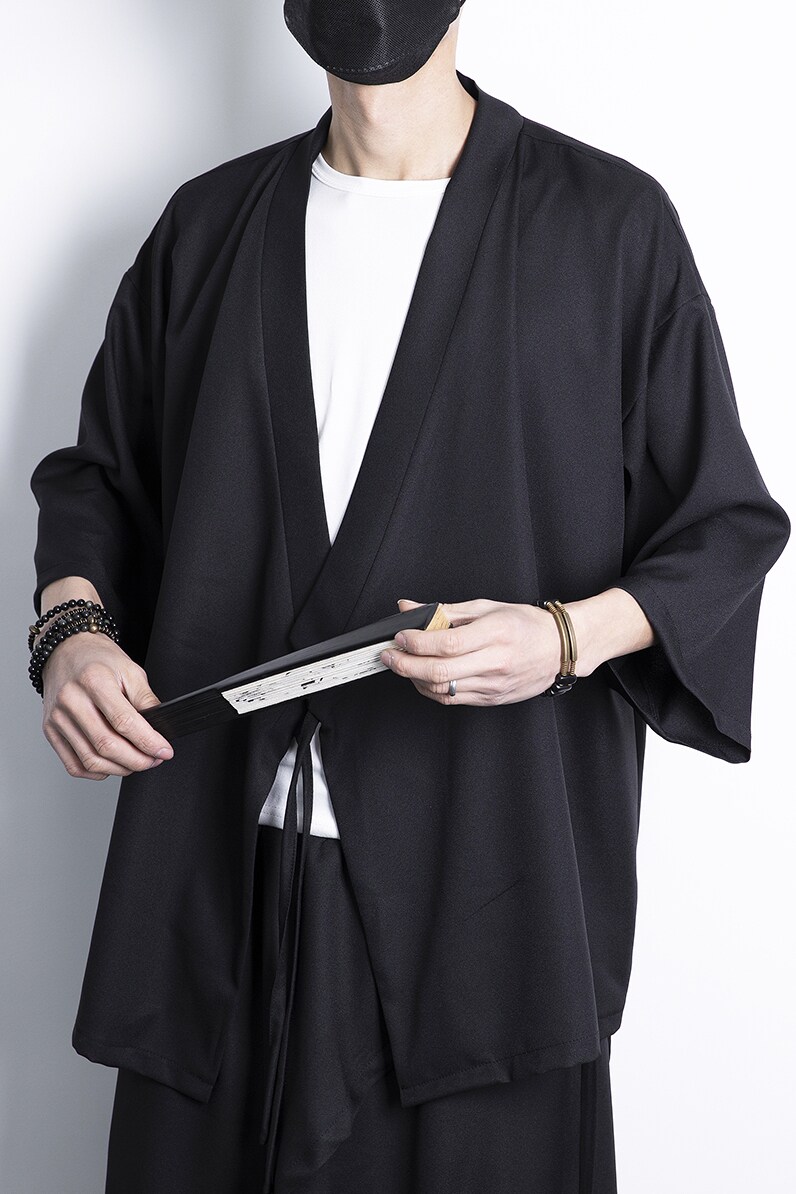 夏季风纯色休闲汉服开衫日系加大加宽加码电商A100-Y116-P55,男装民族服装,电商A100