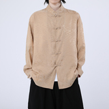 风新中式压花龙纹汉服长袖衬衫A100-C312-P65，男装衬衫，电商A100