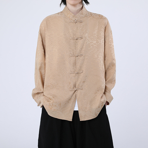 风新中式压花龙纹汉服长袖衬衫A100-C312-P65图片