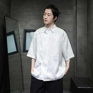 新中式风盘扣衬衫薄款冰丝高级感唐装汉服电商A100-227-P65图片
