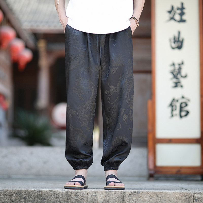 风龙纹暗纹休闲裤DSA100-8811-P30,男装休闲裤,电商A100