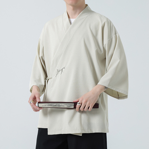 男夏季薄款风斜襟道袍宽松大码新中式禅意居士A100-225-P60图片