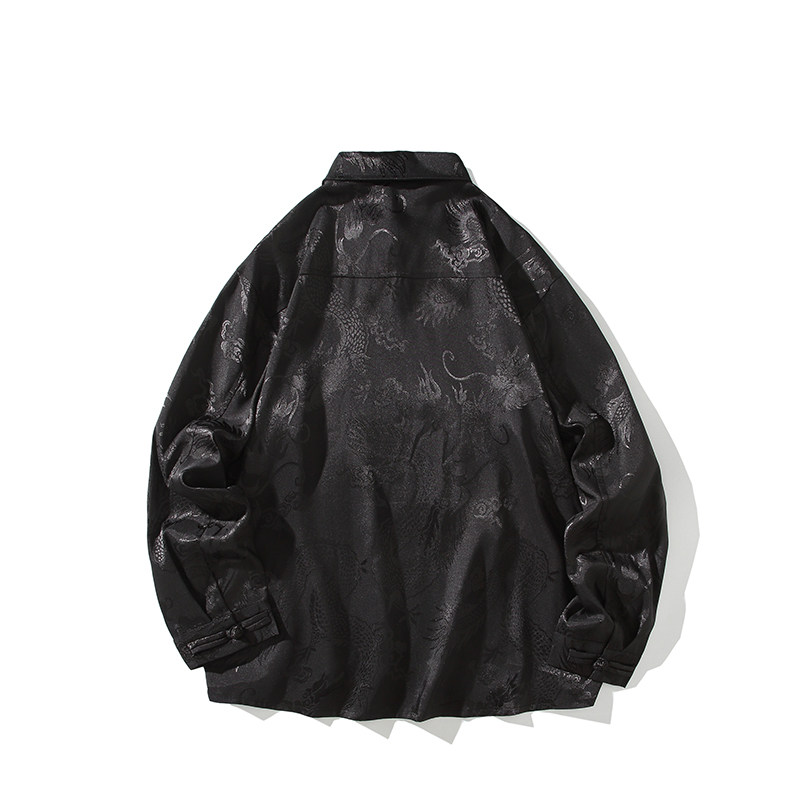 新中式风衬衫男士长袖唐装汉服改良盘扣衬衣电商A100-262-P65,男装衬衫,电商A100