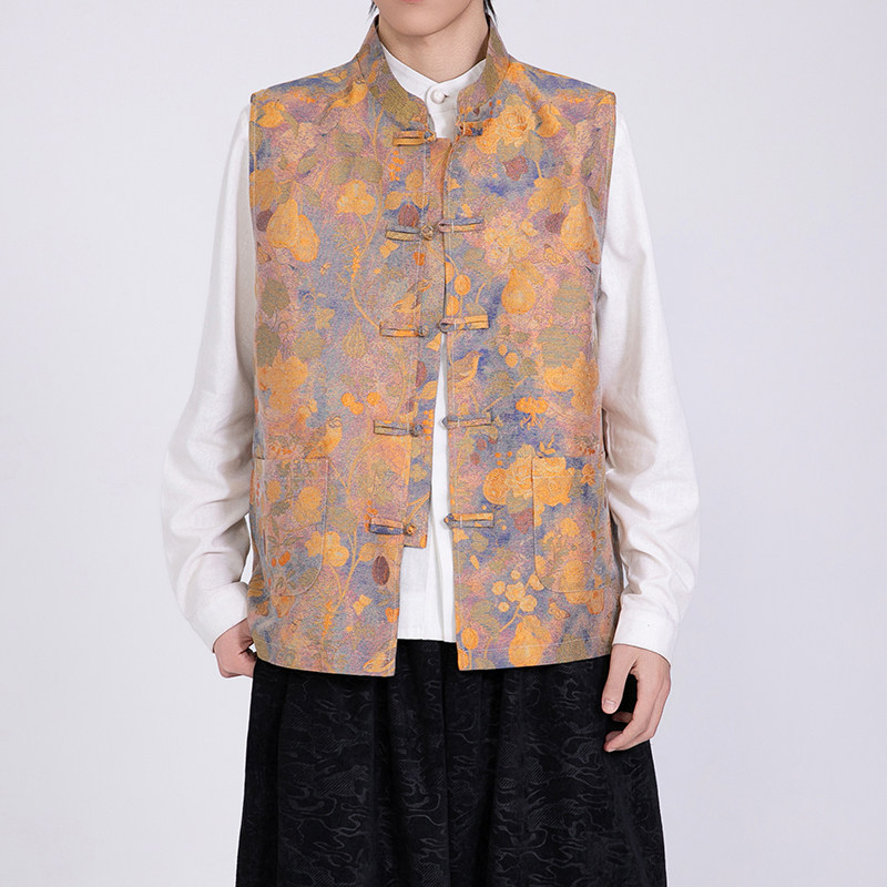 风唐装男士提花背心新中式风背心马甲A100-1316-P85,男装背心/马甲,电商A100