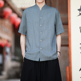 纯色亚麻衬衫轻薄凉爽电商A100-919-P75，男装衬衫，电商A100