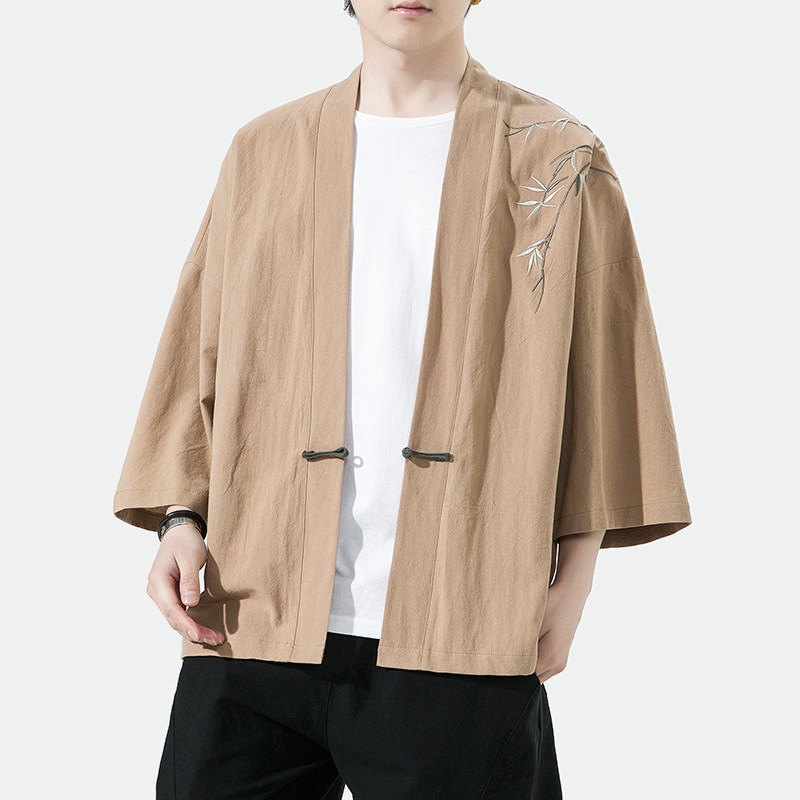 新中式改良汉服风男装古风道袍刺绣外套日系和风A100-735-p50,男装民族服装,电商A100