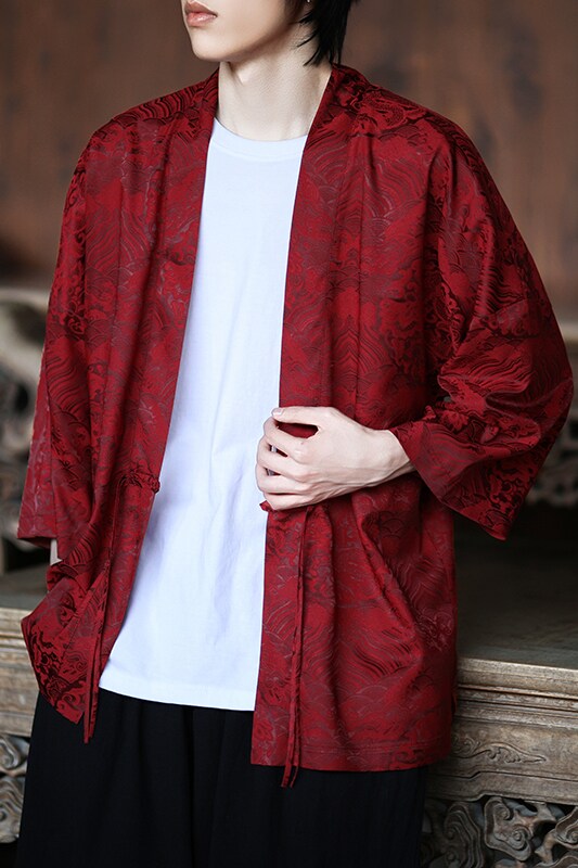 风龙纹冰丝汉服开衫外套古风禅服居士服道袍披风A100-721-P40,男装民族服装,电商A100
