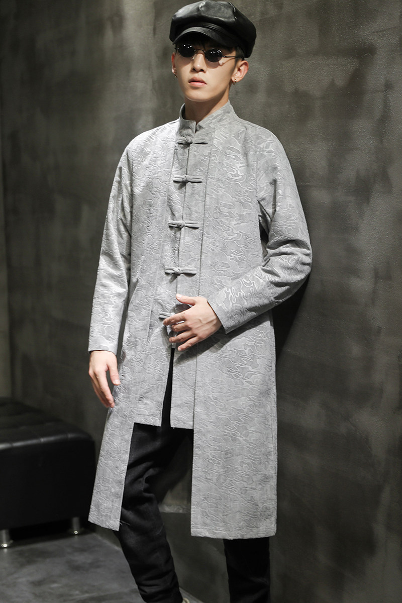 锦涤压花唐装长衫外套钱塘4018-B35-P95,男装夹克,电商A100