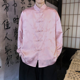 风新中式压花凤凰汉服长袖盘扣衬衫A100-C331-P65，男装衬衫，电商A100