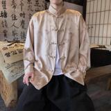 风新中式压花凤凰汉服长袖盘扣衬衫A100-C331-P65，男装衬衫，电商A100