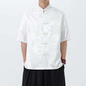 盘扣短袖衬衫男风设计感衬衣夏季薄款潮流唐装外套A100-252-P55图片