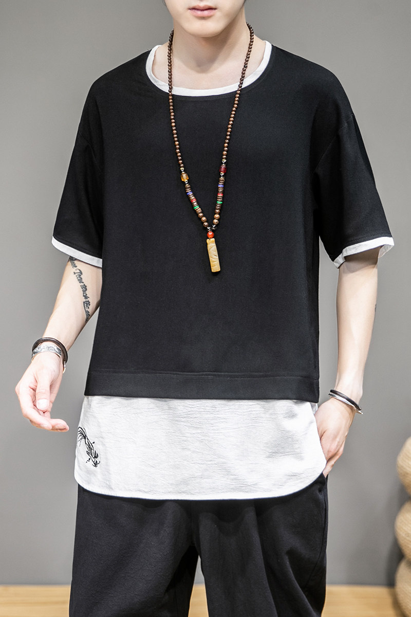 拼色刺绣T恤钱1塘4018-955-P40,男装T恤,电商A100