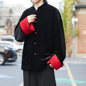 风红黑经典搭配盘扣外套过年服电商A100-W691-P95图片