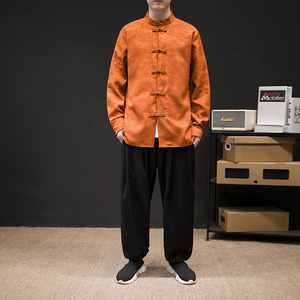 风长袖加厚盘扣休闲暗纹清明上河图纯色衬衫电商A100-C18-P68图片