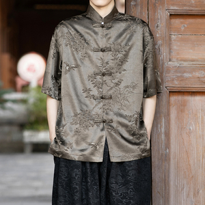 风唐装盘扣男士短袖衬衫个性演出电商A100-2809-p65图片
