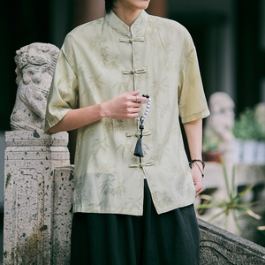 新中式盘扣中山唐装风暗纹衬衫A100-232-P65图片