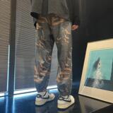 风新中式印花大码麂皮绒休闲裤电商A100-K135-P50，男装休闲裤，电商A100