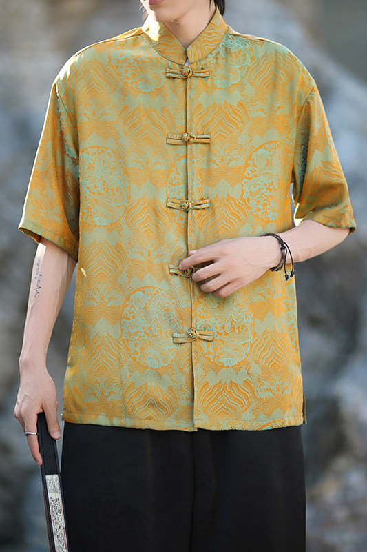 风新中式印花汉服衬衫电商A100-C311-P75,男装衬衫,电商A100