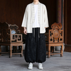 风开衫新中式棉麻男士七分袖电商A100-2805-P65图片