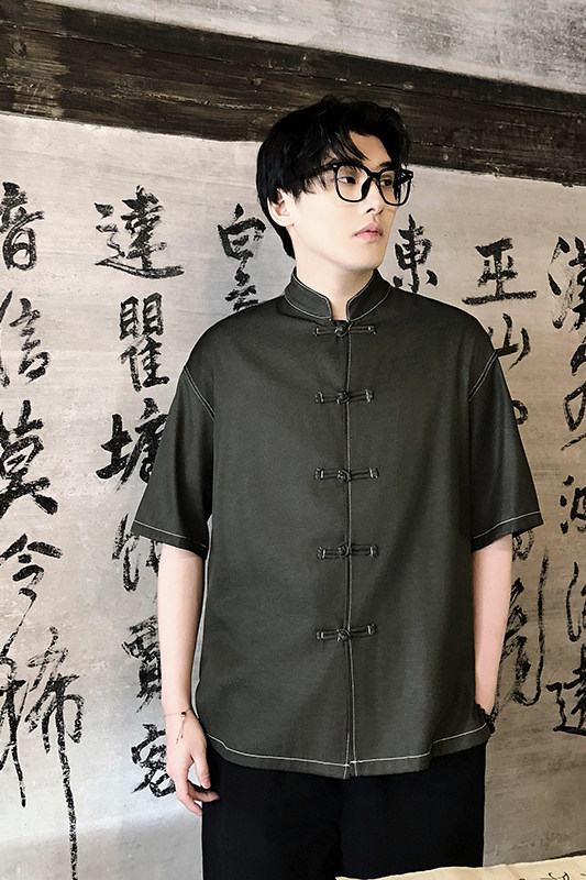 风新中式牛仔盘口立体衬衫电商A100-C325-P60,男装衬衫,电商A100