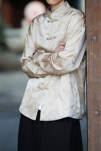 风新中式压花凤凰汉服长袖盘扣衬衫A100-C331-P65图片