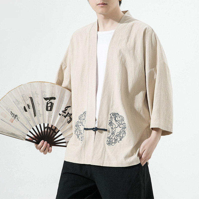 风汉服开衫刺绣盘扣精致防晒电商A100-731-p50男士宽松限68,男装防晒衣,电商A100