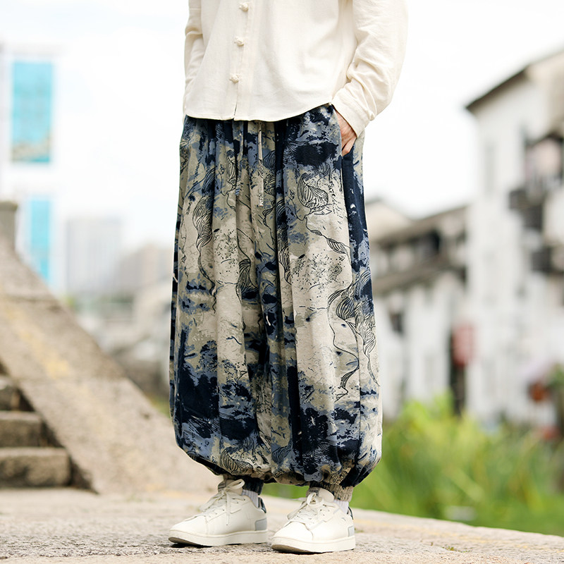 花色民族风束脚裤电商A100-K7780-P50,男装民族服装,电商A100